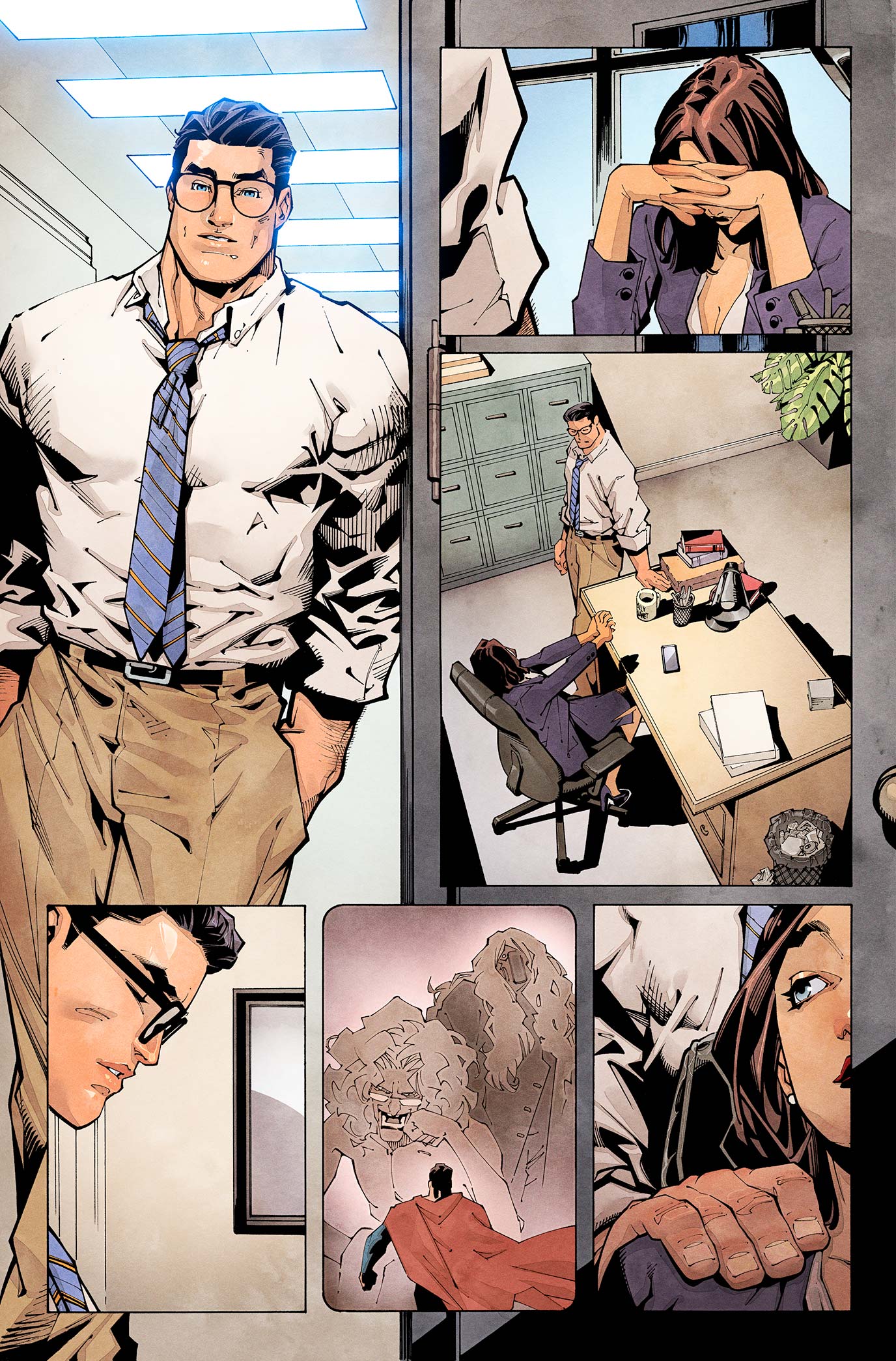 Unlettered interior pages for Superman #6.