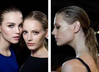 Models with slicked back hair