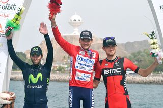 Rafael Valls celebrates Tour of Oman victory ahead of Tejay van Garderen and Alejandro Valverde.