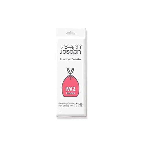 Joseph Joseph Iw2 Biodegradable, Compostable Bags, Pack of 50 Food Waste Bin Liners, White, Small, 4 Litres