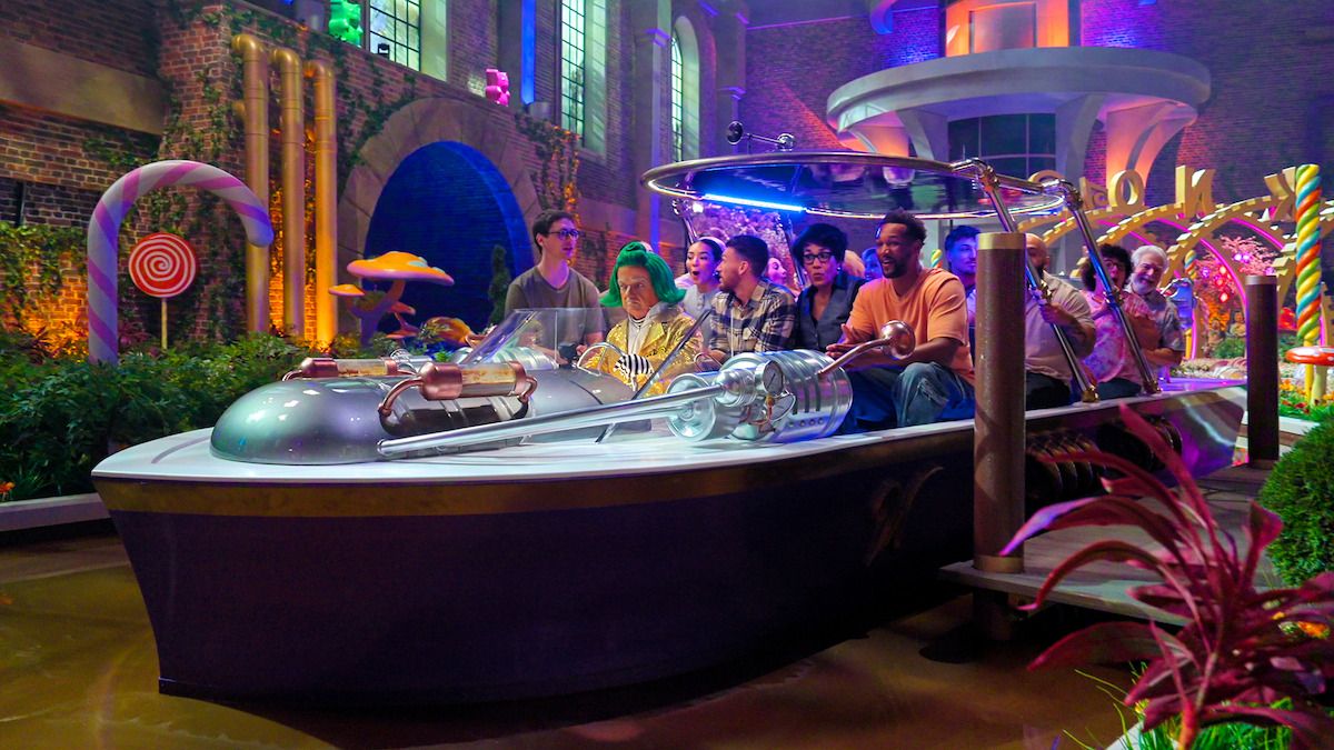The contestants of Netflix's Wonka's Golden Ticket on a boat