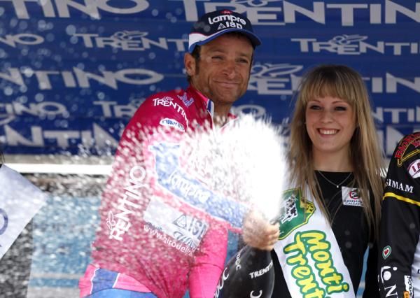 Michele Scarponi (Lampre - ISD) on the podium