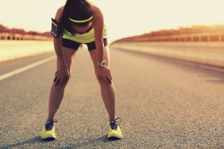 Woman recovering from a run