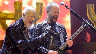 Rob Halford and Andy Sneap onstage