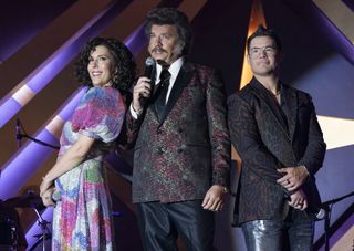 Edi Patterson, Danny McBride, and Adam Devine in The Righteous Gemstones.