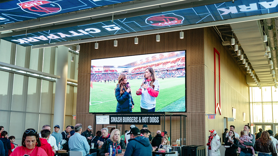 One of two new 20-foot video walls from Samsung in the premier level of CITYPARK. 