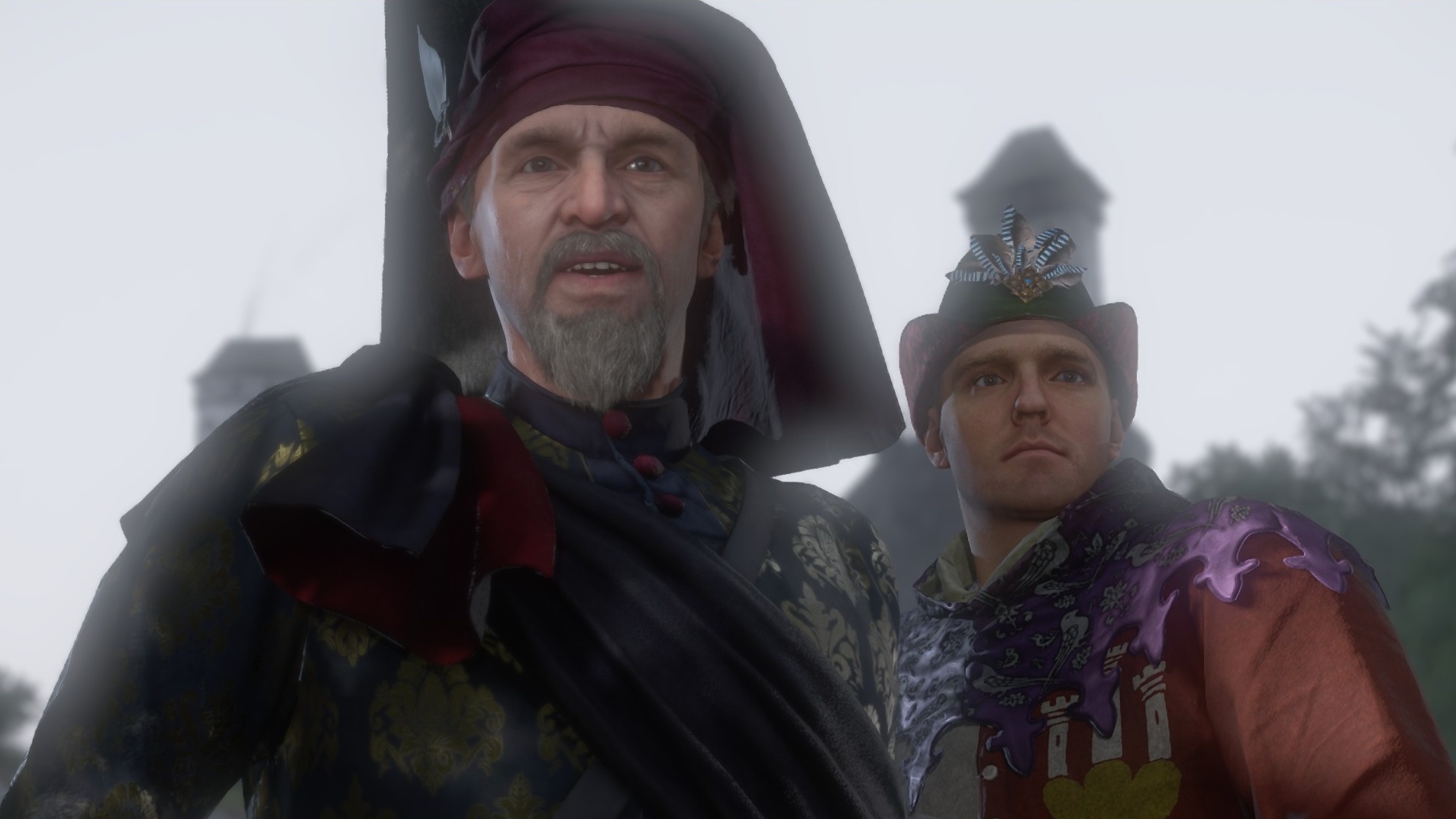 Voyta and Henry stare off into the distance, concerned.