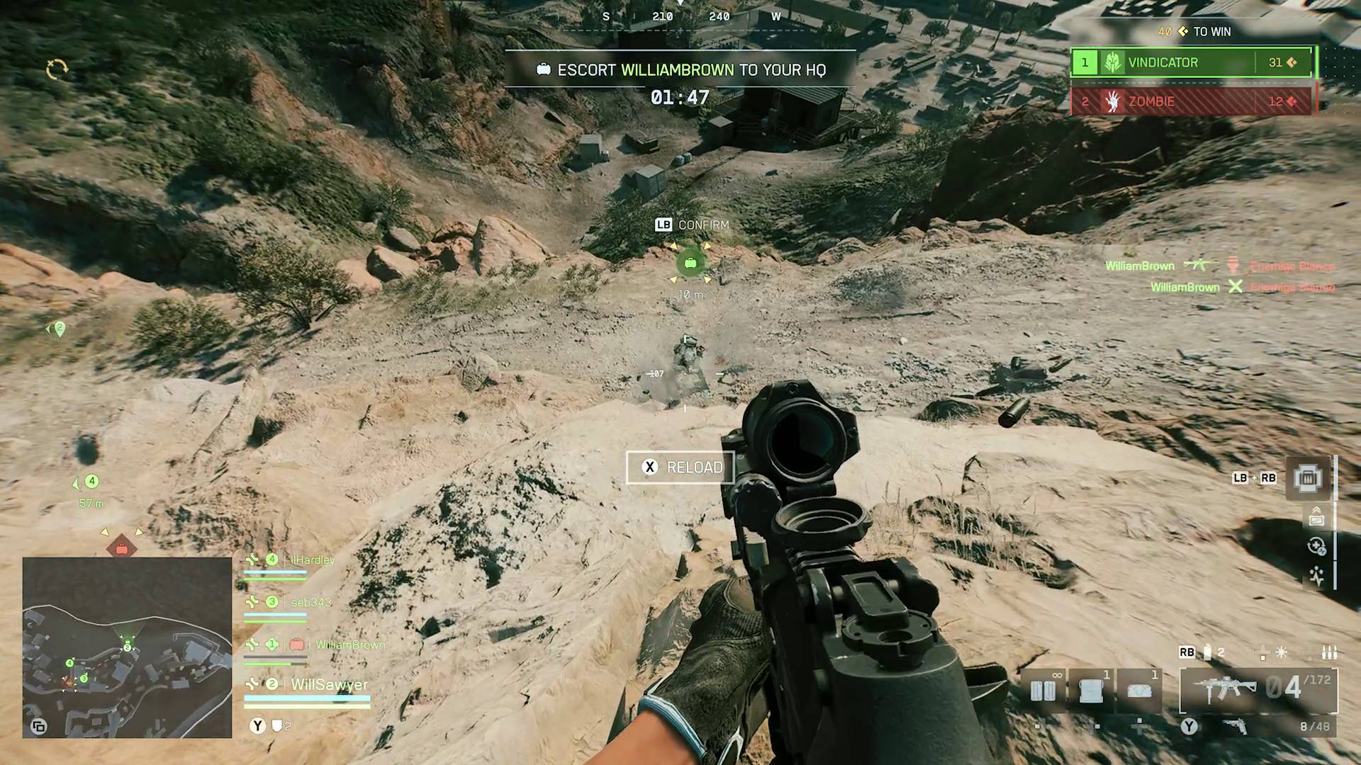 Battlefield Redsec gauntlet shooting at enemy carrying intel back to their base