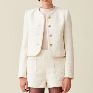 Short ivory tweed jacket