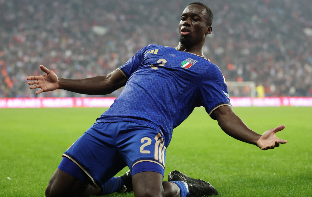 Michael Kayode of Italy celebrates after scoring the goal during the UEFA Nations League 2026/27 group phase match between T&uuml;rkiye and Italy