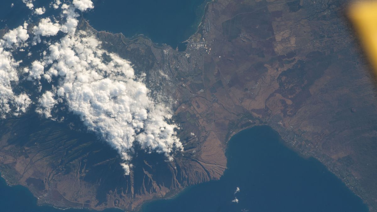 An aerial view of Hawaii, taken by the International Space Station camera. 