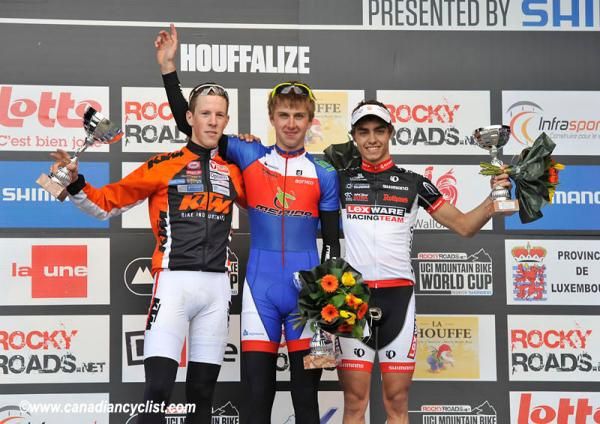 The Houffalize World Cup podium Podium: Alexander Gehbauer, Ondrej Cink, Julian Schelb