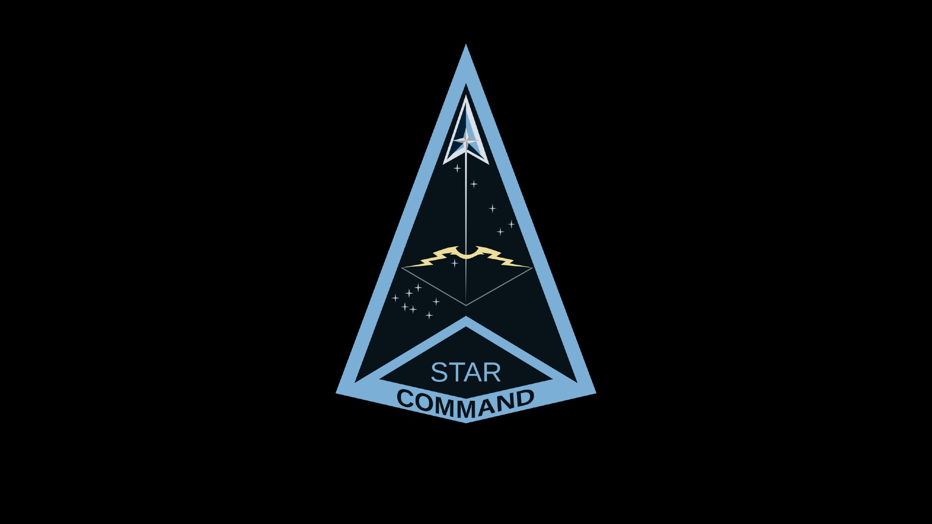 The official Space Training and Readiness Command emblem, which depicts a delta-shaped spacecraft lifting off in front of a field of stars.