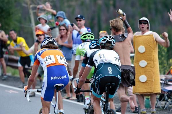 The break still together at the base of the Swan Mountain climb.