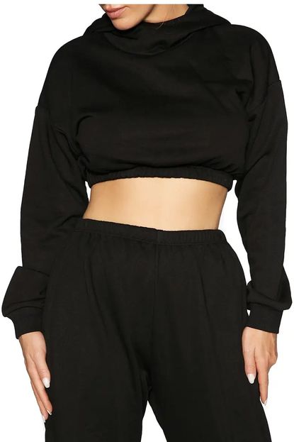 Naked Wardrobe French Terry Crop Hoodie + French Terry Sweatpants