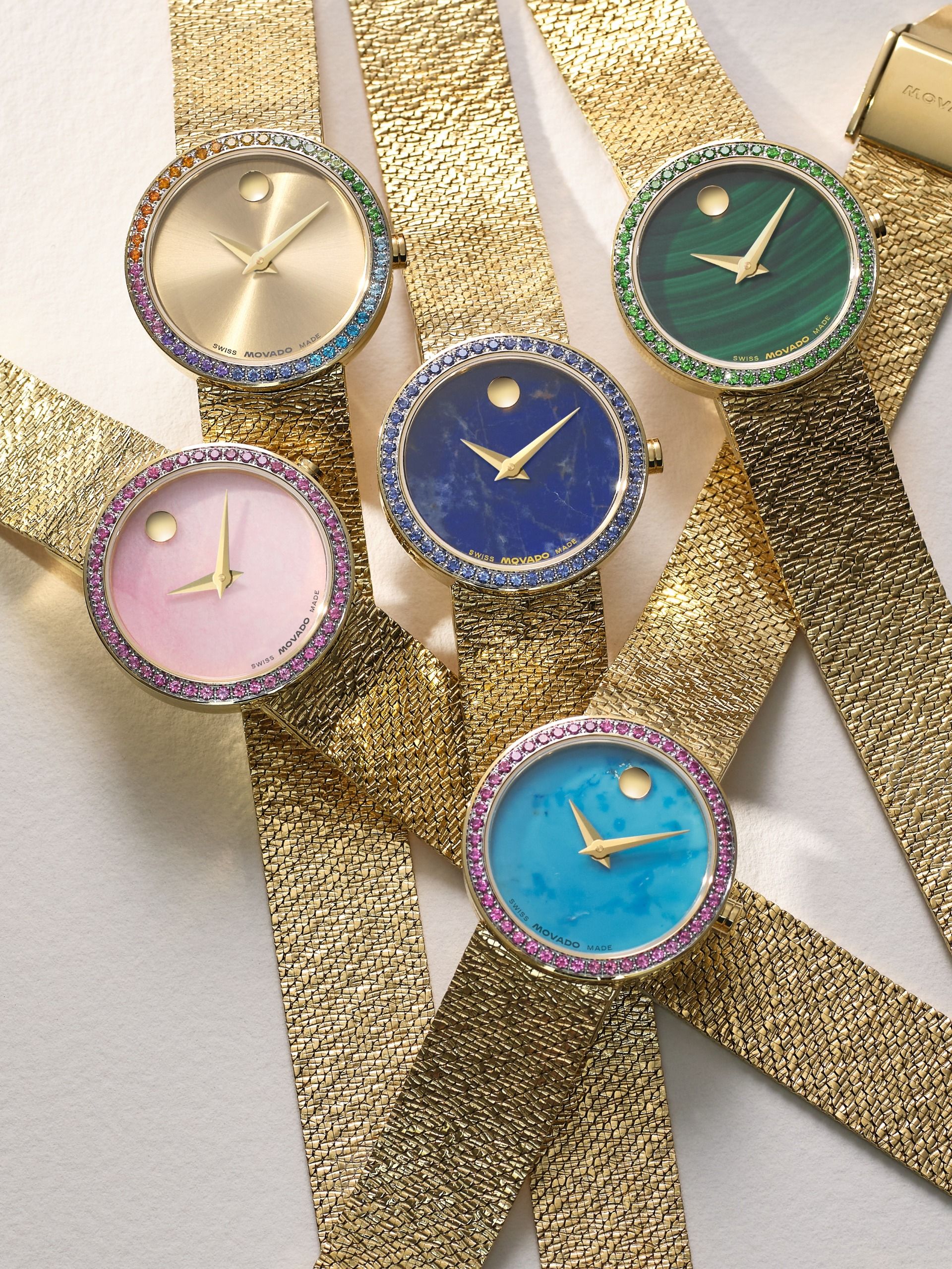 campaign photos of the watches in the Stephanie Gottlieb x Movado collaboration