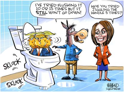 Political Cartoon U.S. Impeachment Toilet Humor