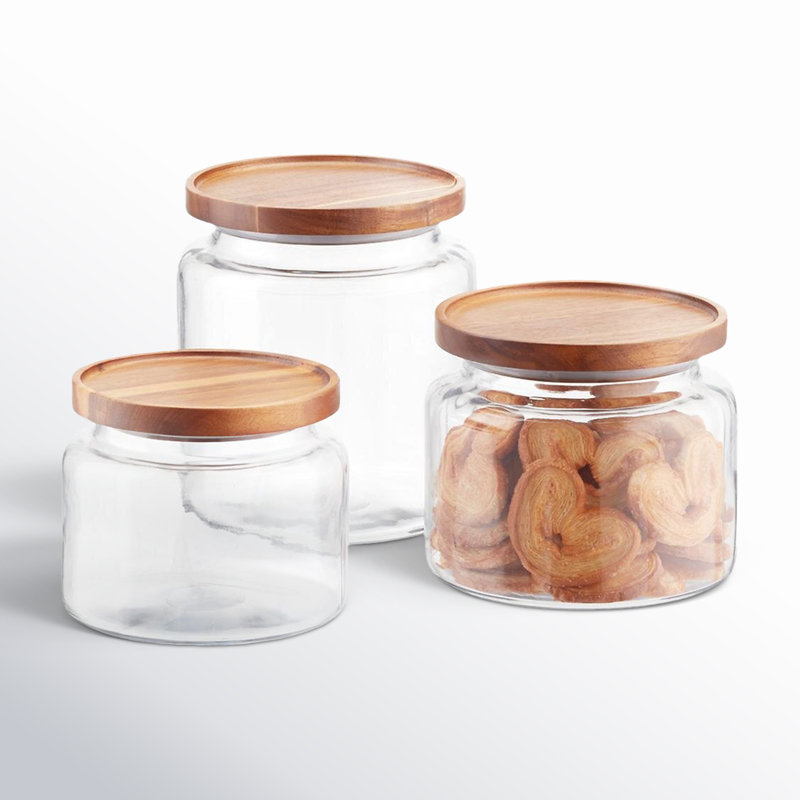Anchor Hocking; Set of 3, Montana Jars With Acacia Wood Lids &amp;amp; Reviews | Wayfair