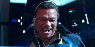 Star Wars: The Rise of Skywalker Lando smiles as he pilots The Falcon