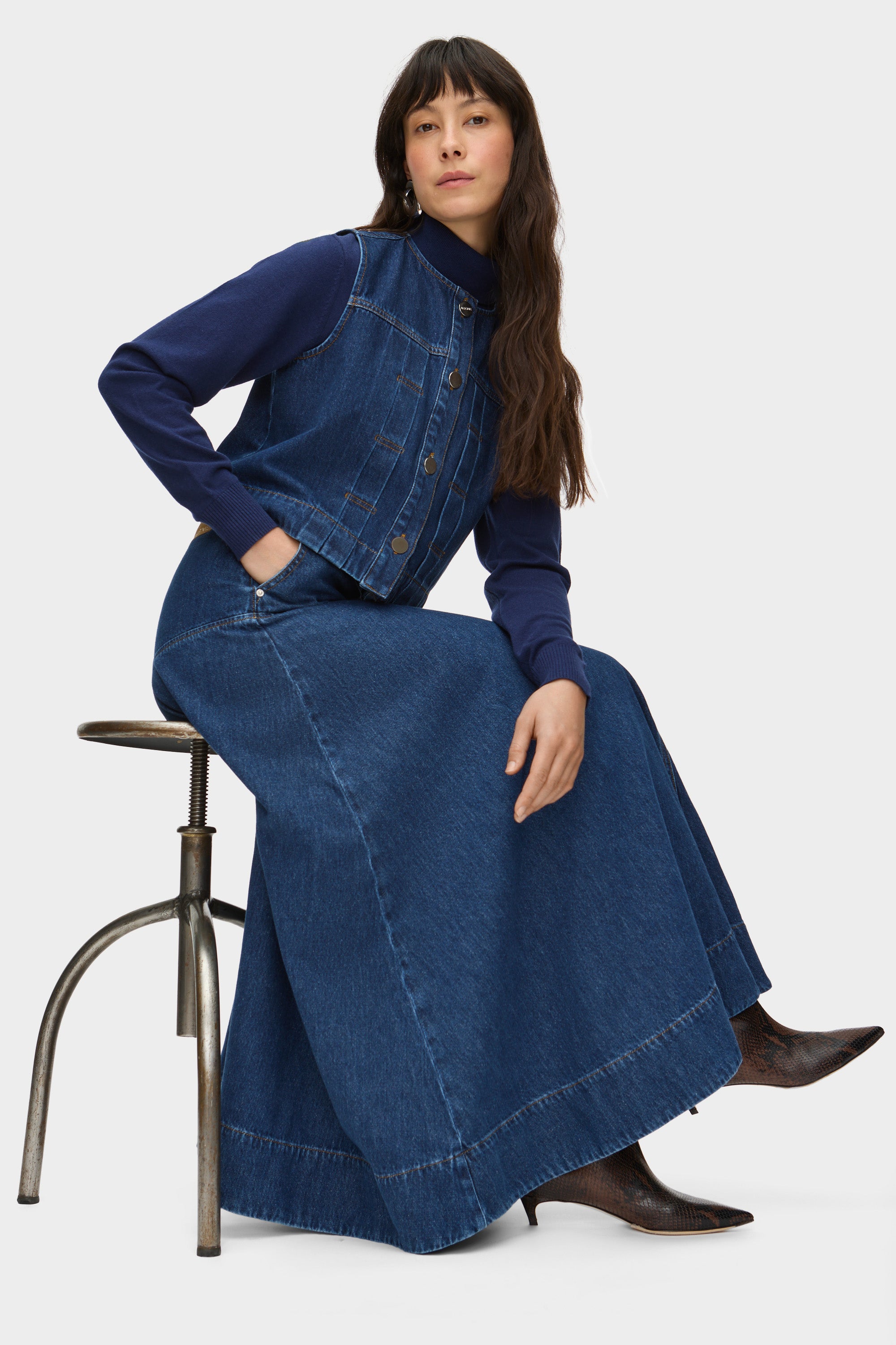 Liza Denim Maxi Skirt