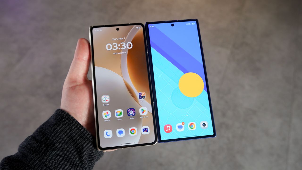 Hands-on with the Motorola Razr Fold alongside the Samsung Galaxy Z Fold 7 at MWC 2026.