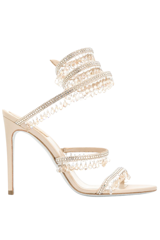 Chandelier Bead-Embellished Leather Heeled Sandals