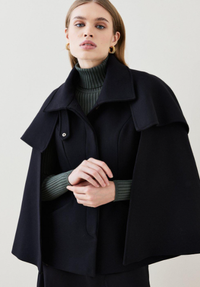 Italian Virgin Wool Funnel Neck Cape Coat (£165.00) $284.00 | Karen Millen