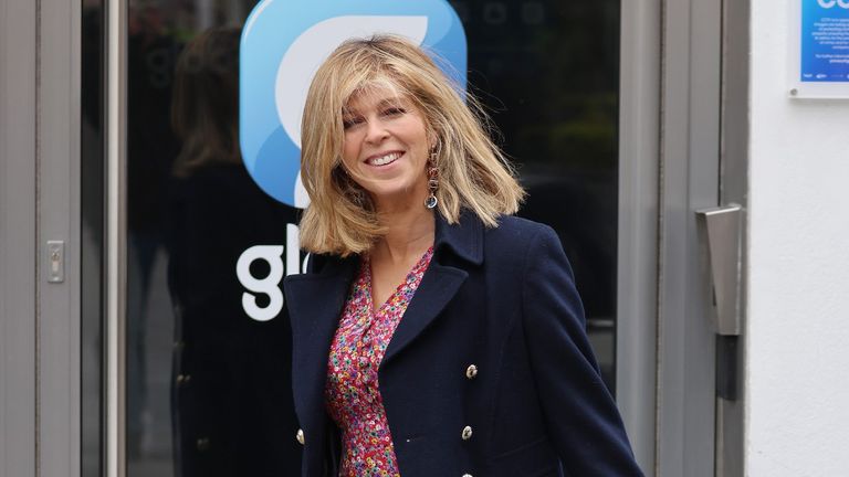 Kate Garraway celebrates her 54th birthday arriving at Smooth Radio Studios on May 04, 2021 in London, England