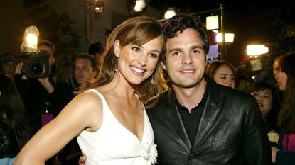 Jennifer Garner and Mark Ruffalo attend the 13 Going On 30 premiere together in 2004