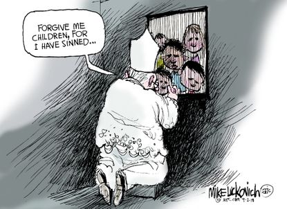 Editorial cartoon U.S. Catholic church children sex abuse sin Pope Francis