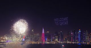Fireworks are seen during the FIFA World Cup Qatar 2022 on November 28, 2022 in Doha, Qatar.
