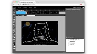A haunted house picture has been drawn in the Wick browser editor