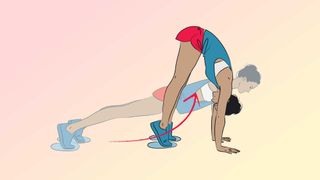 an illo of the plank to pike exercise