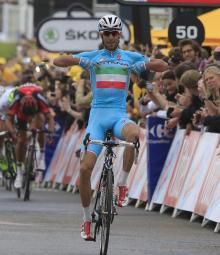 Vincenzo Nibali (Astana) takes stage two of the Tour de France