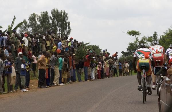 There were big crowds out to watch the peloton on the road to Kigali.