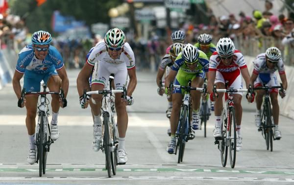Filippo Pozzato (Katusha) flying towards the finish in Porto Recanti