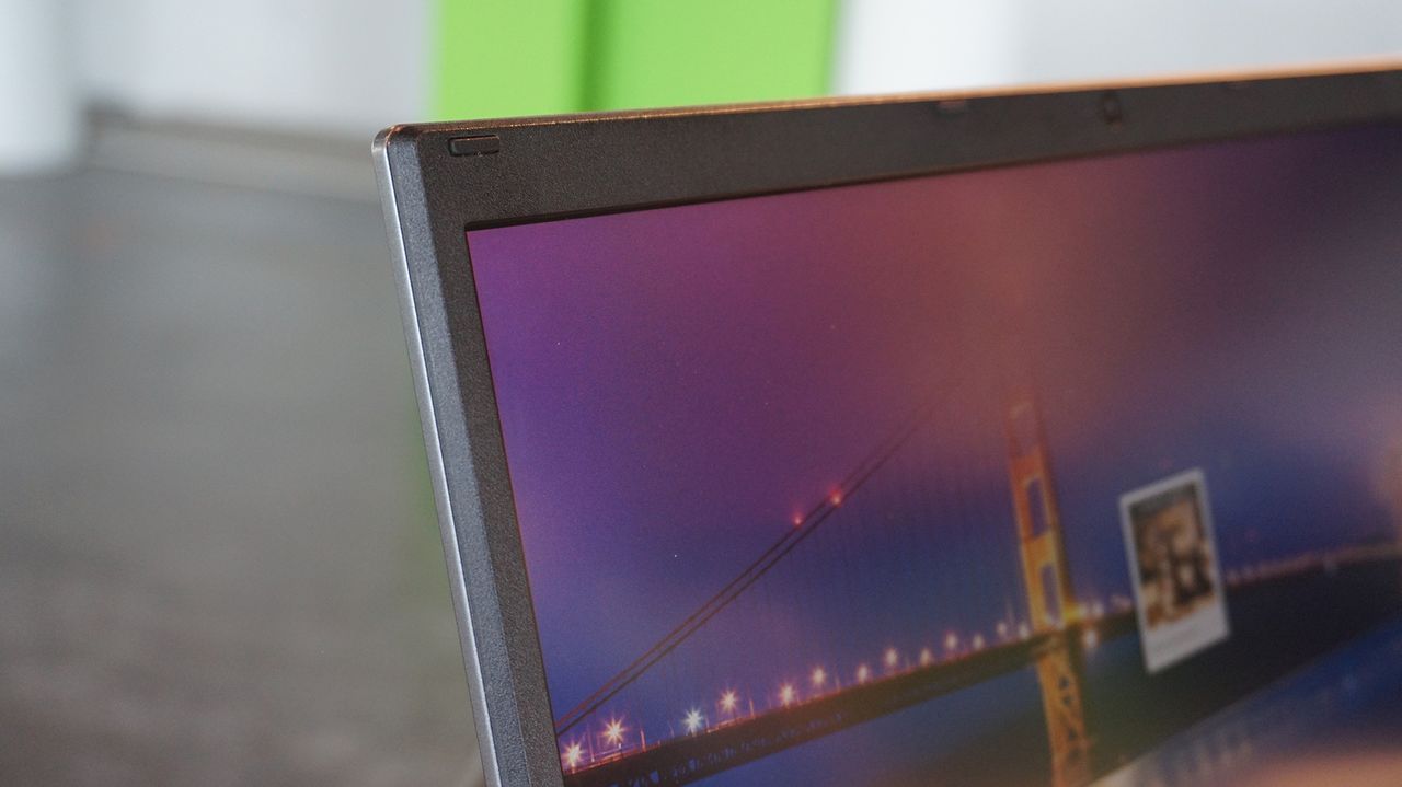 A close-up of the screen bezels on the Acer Chromebook 14 for Work
