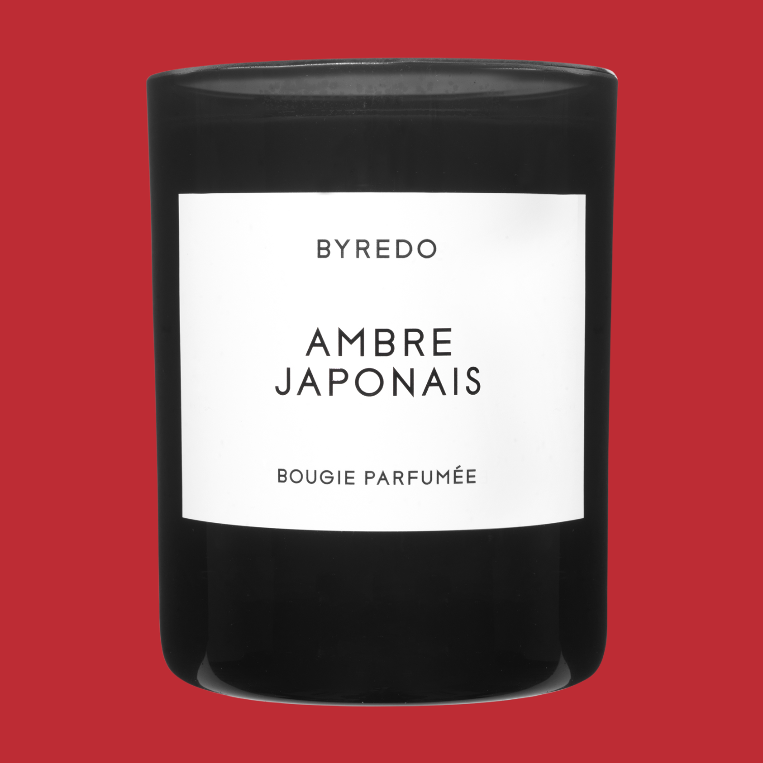 A black scented candle