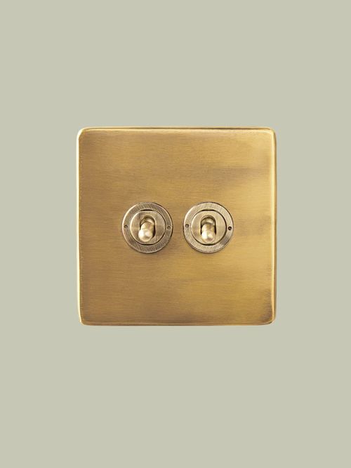 Two Gang Intermediate Florence Toggle Switch in Brass