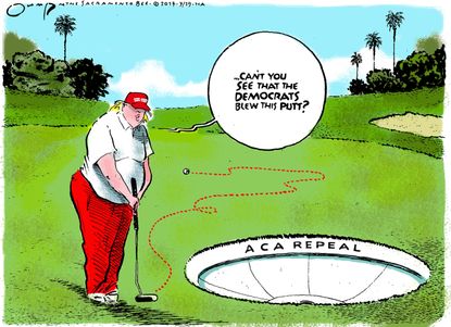 Political Cartoon U.S. Trump Golf Health care American Health Care Act GOP Democrats Obamacare
