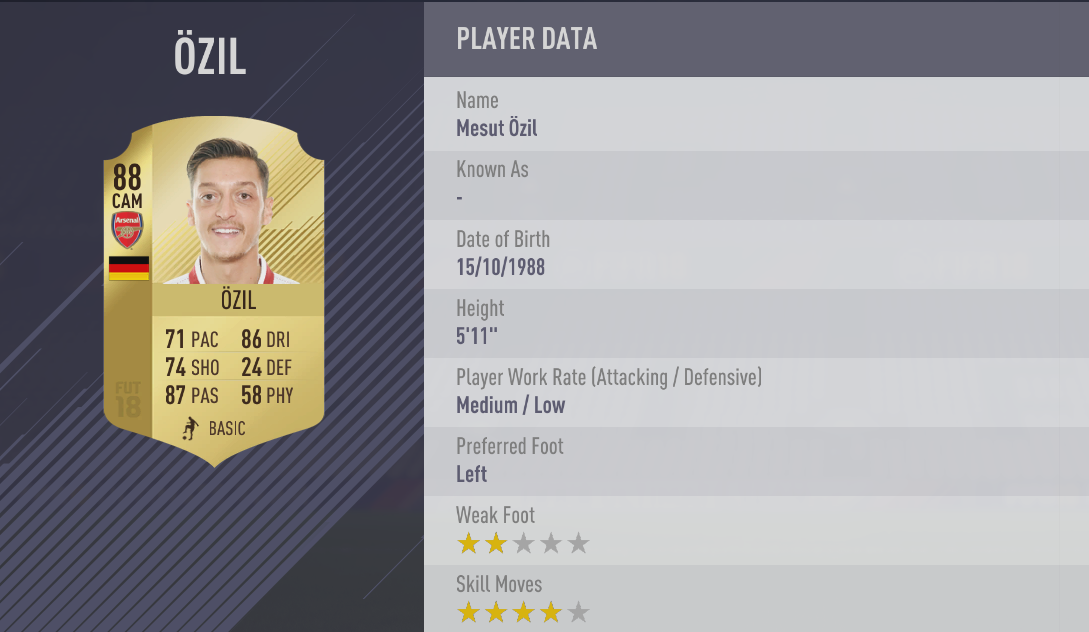 Mesut Ozil FIFA 18