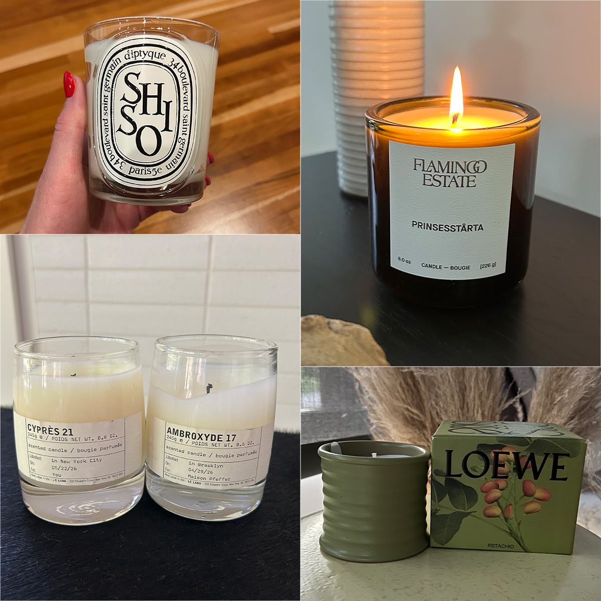 collage of luxury candles