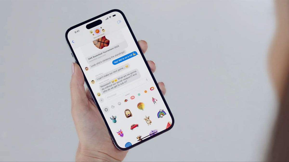 iPhone messages with sticker options