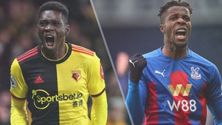 Ismaila Sarr of Watford and Wilfried Zaha of Crystal Palace could both feature in the Watford vs Crystal Palace live stream