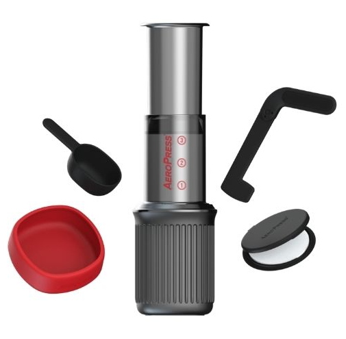 Aeropress Go with various accessories