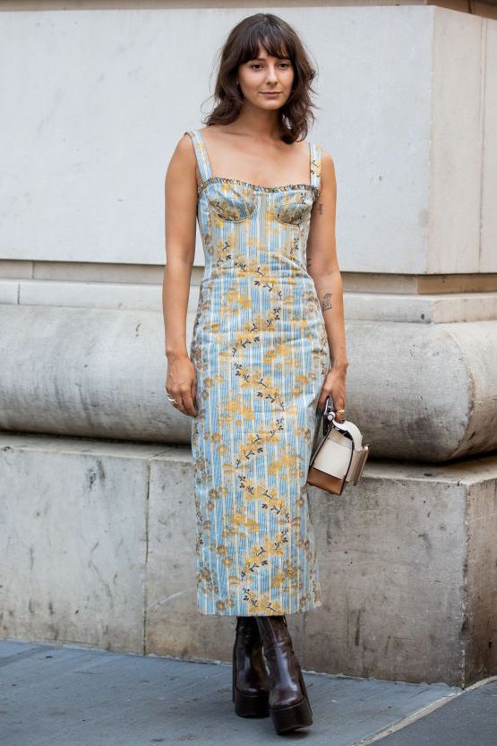 long summer dress with boots