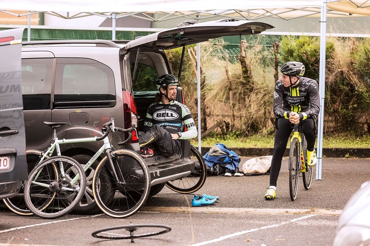 Andrew Juiliano - Rental car hangs with two time Elite Irish CX National Champion, David Conroy, in Elorrio, Spain