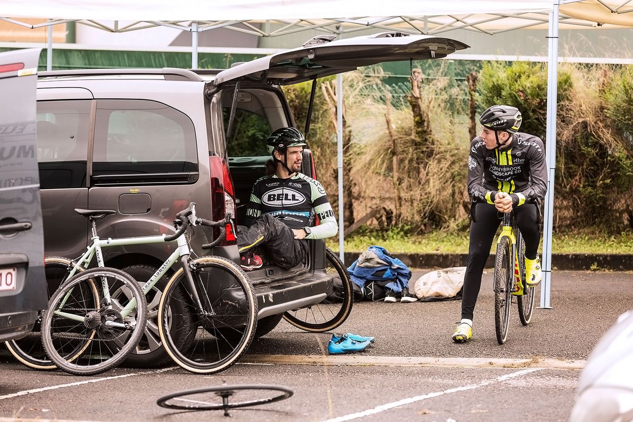 Andrew Juiliano - Rental car hangs with two time Elite Irish CX National Champion, David Conroy, in Elorrio, Spain