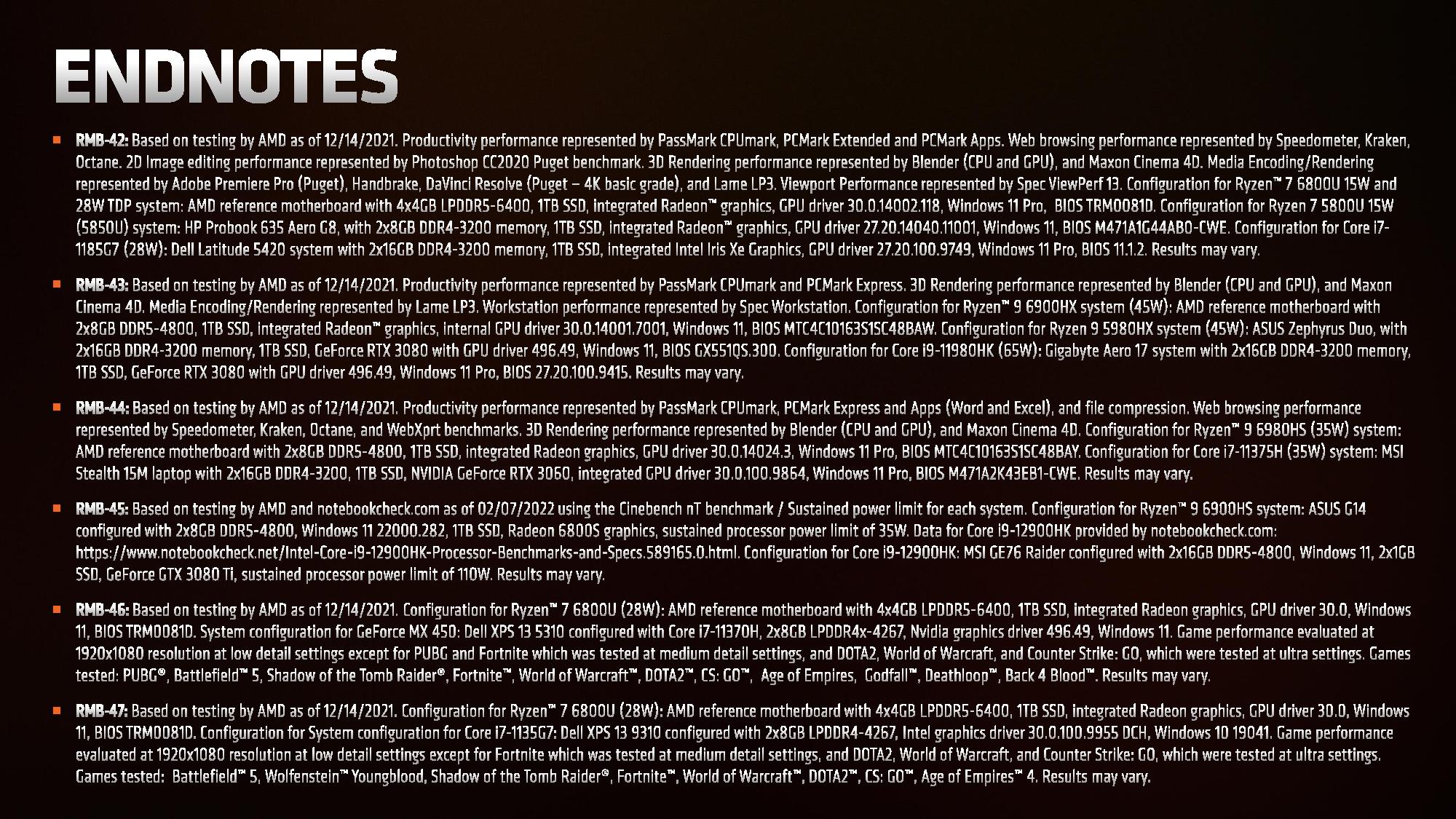 AMD Ryzen 6000 Test Notes Endnotes
