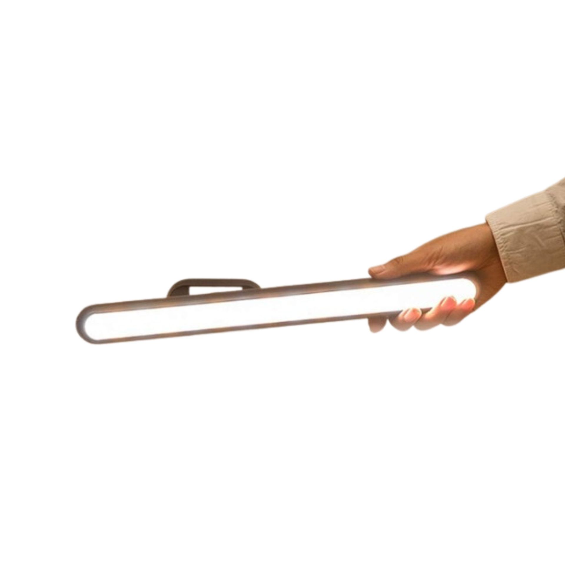 Lampu dinding persegi panjang dengan tangan di atasnya